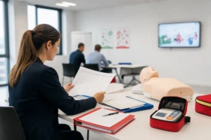 Responsable RH préparant le suivi des échéances MAC SST